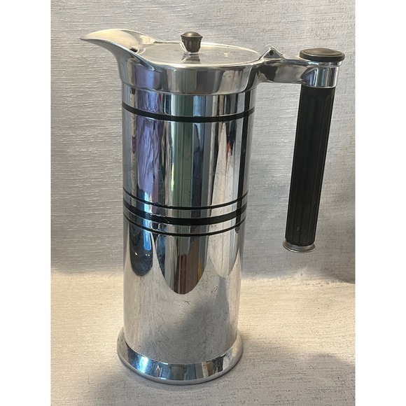Sunbeam Other - Vintage Sunbeam Chrome Coffee Pitcher Server Art Deco Black Stripe Mid Century